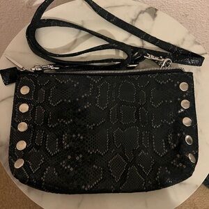 Hammitt Nash crossbody/wristlet in black snakeskin leather